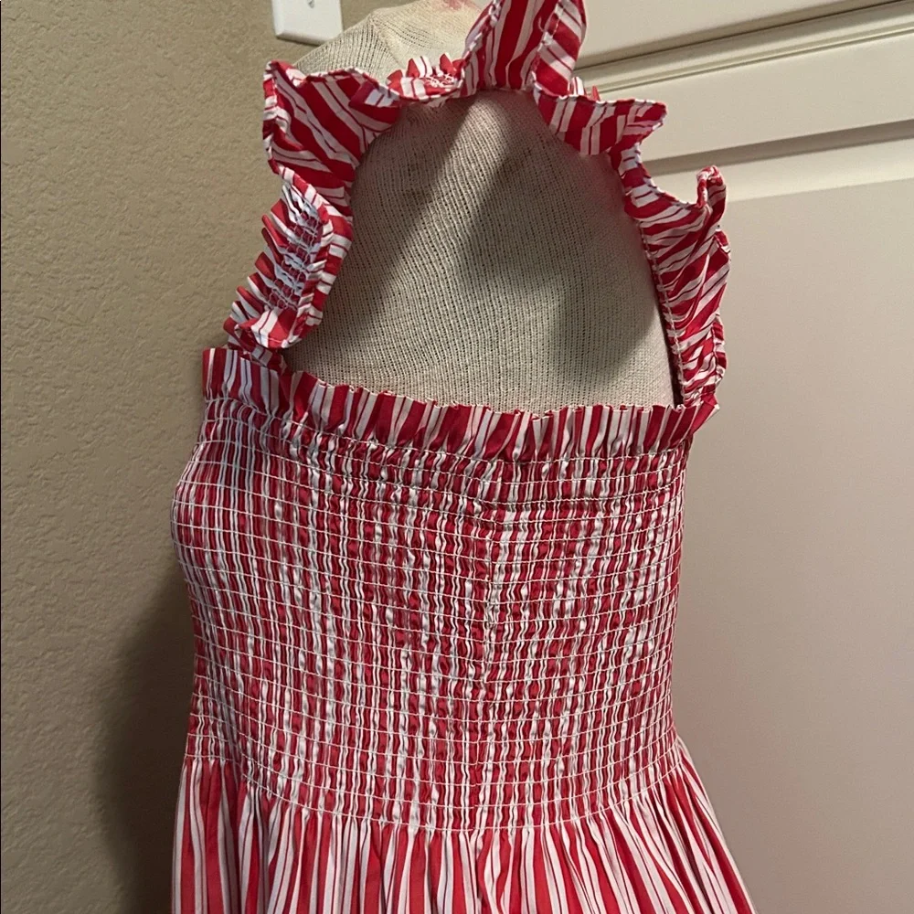 New Hill House The Ellie Nap Dress Cherry Red Stripe Maxi Smocked XL - Picture 6 of 10